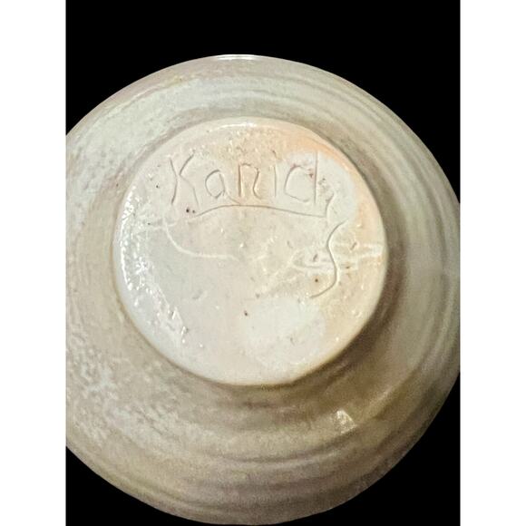 Signed Studio Pottery Bud Vase-Crackle Celadon Drip Glaze Stoneware-Modern-Boho - Picture 8 of 8